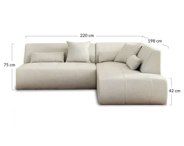 Canapé modulable d'angle droit 5 places - en tissu - Onyx