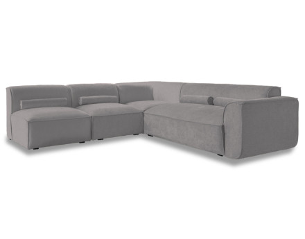 Canapé modulable d'angle gauche 5 places en tissu texturé Felix