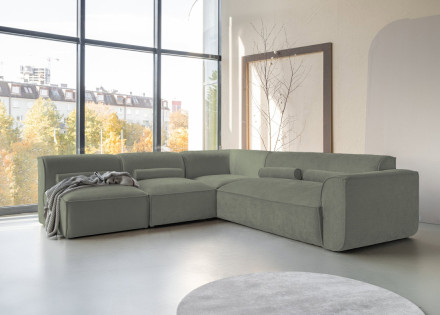 Canapé modulable d'angle gauche 5 places en tissu texturé Felix