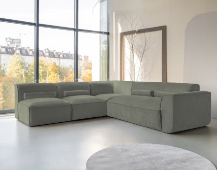 Canapé modulable d'angle gauche 5 places en tissu texturé Felix