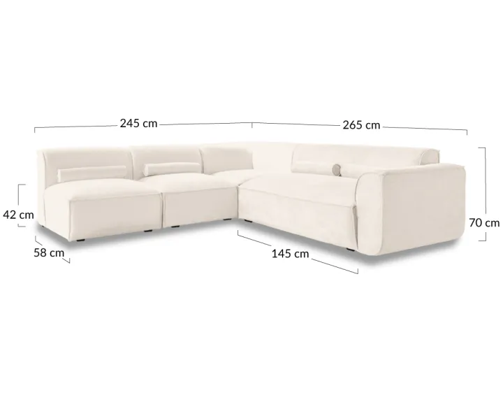 Canapé modulable d'angle gauche 5 places en tissu texturé Felix