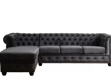 Canapé Chesterfield d'angle gauche 4 places en velours William