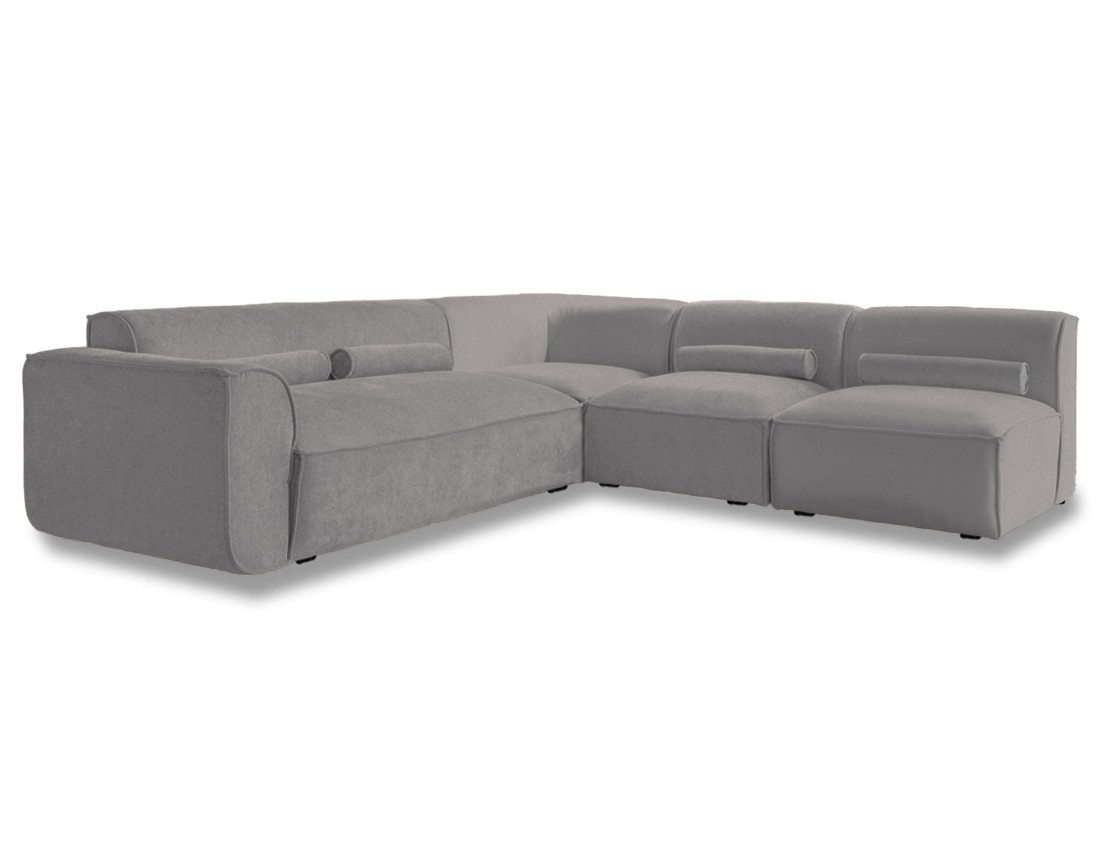 Canapé modulable d'angle droit 5 places en tissu texturé Felix