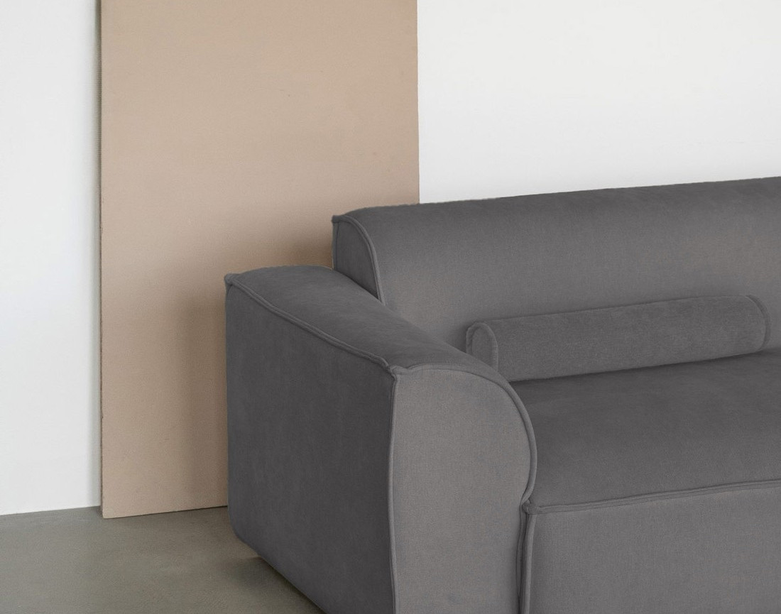 Canapé modulable d'angle droit 5 places en tissu texturé Felix