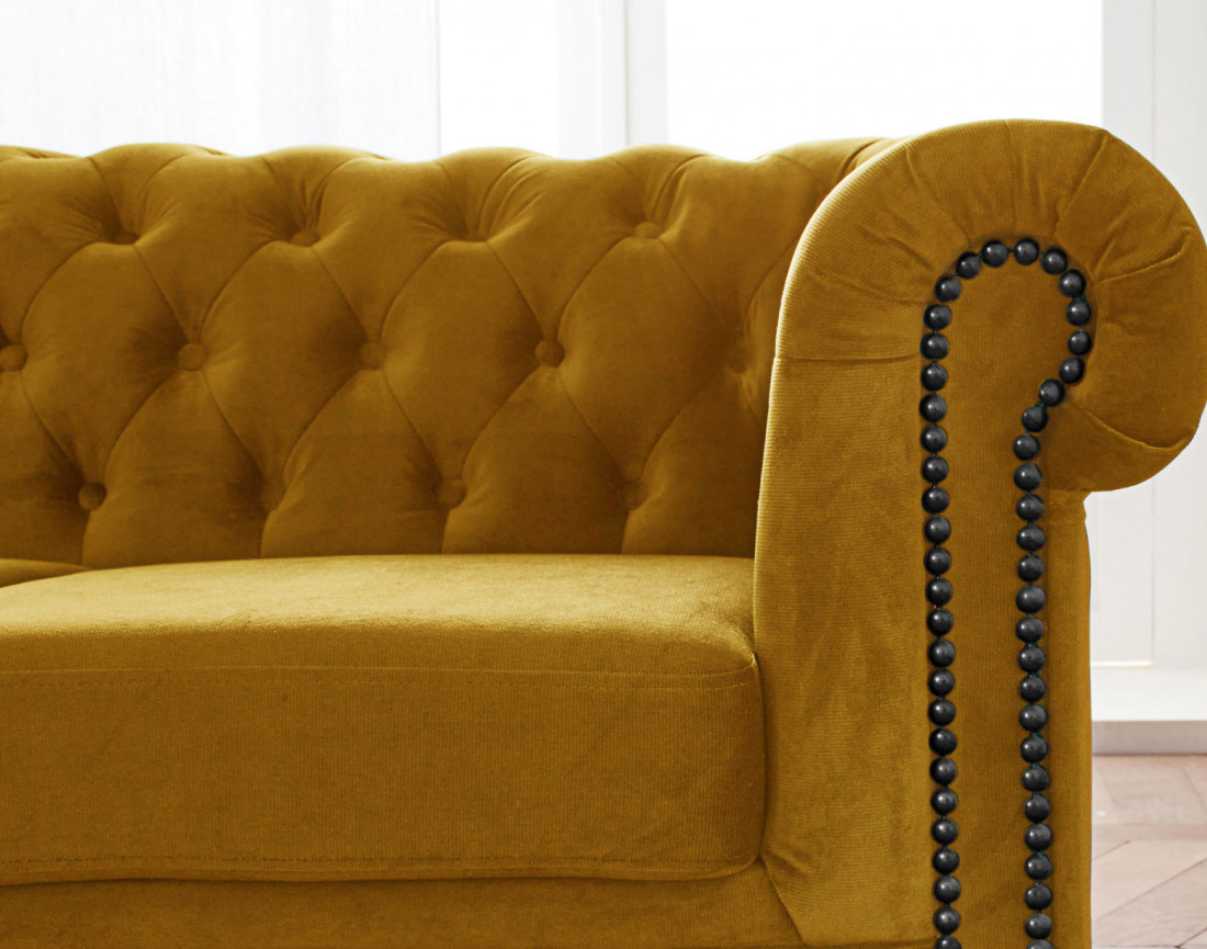 Canapé Chesterfield d'angle gauche 4 places en velours William