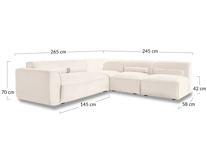 Canapé modulable d'angle droit 5 places en tissu texturé Felix