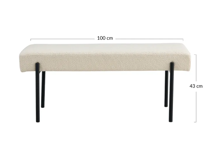 Banc en tissu bouclette 100 cm Romeo