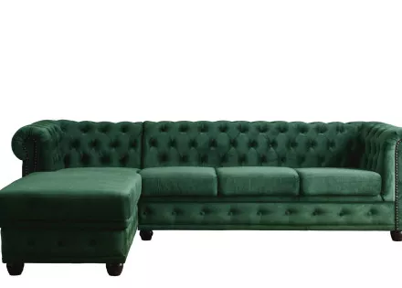 Canapé Chesterfield d'angle gauche 4 places en velours William