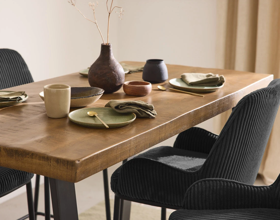 Lot de 2 chaises de bar en velours côtelé gris anthracite 65 cm Salinas