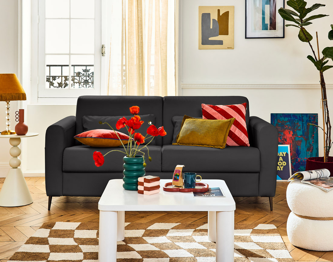 Canapé OWEN 3 places convertible express quotidien en simili | Best Mobilier