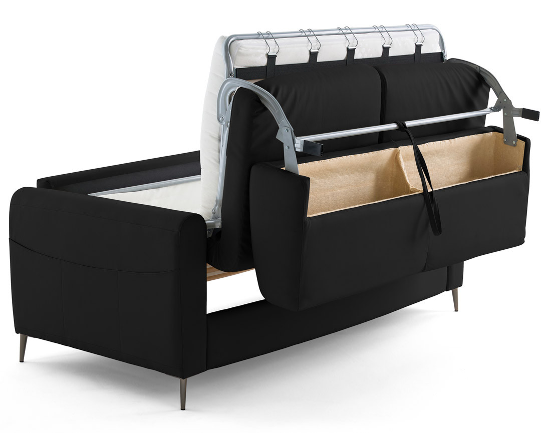 Canapé 3 places convertible couchage quotidien matelas 12 cm en cuir vegan Owen