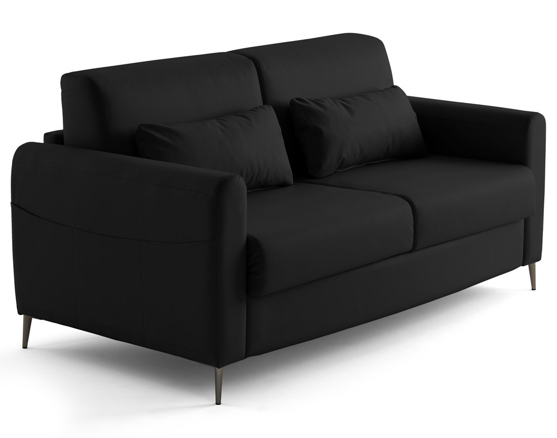 Canapé 3 places convertible couchage quotidien matelas 12 cm en simili Owen