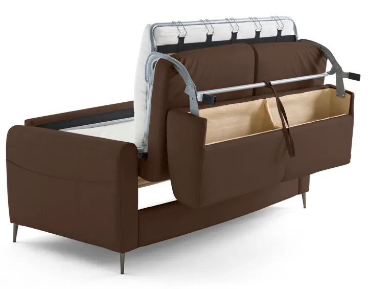 Canapé 3 places convertible couchage quotidien matelas 12 cm en cuir vegan Owen