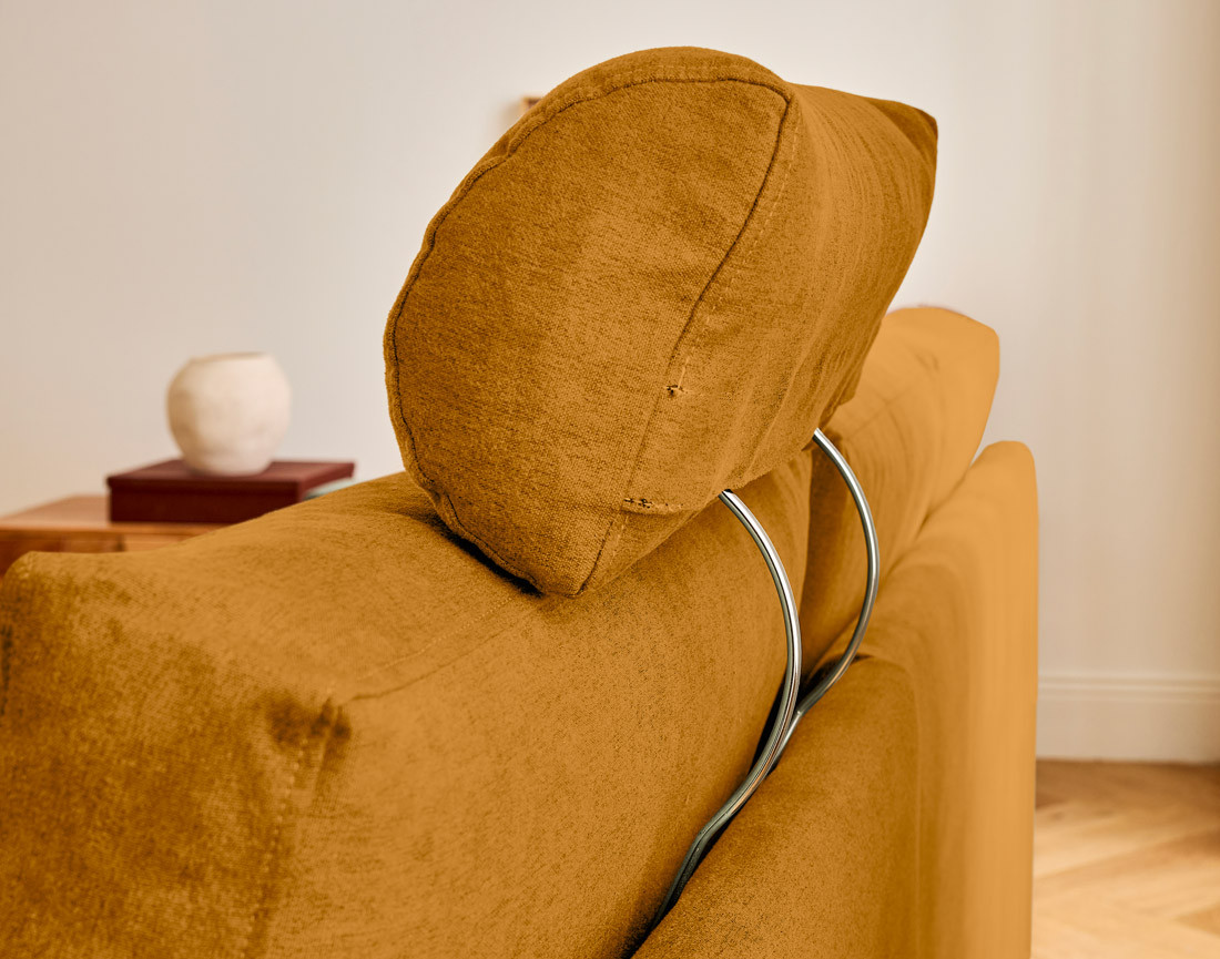 Canapé d'angle réversible 4 places avec têtières amovible en tissu Barrie