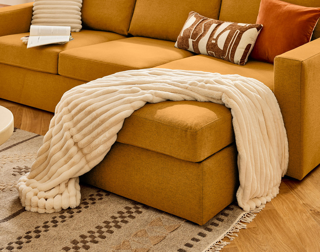 Canapé d'angle réversible 4 places avec têtières amovible en tissu Barrie