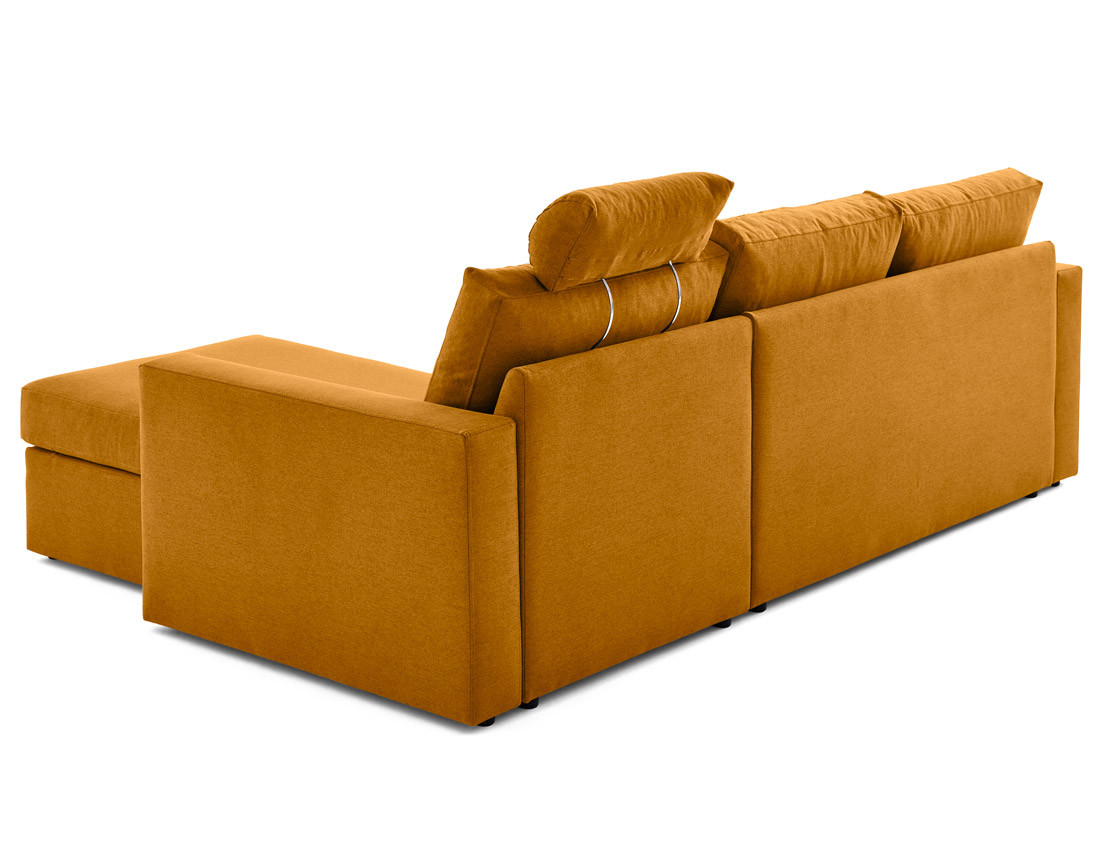 Canapé d'angle réversible 4 places avec têtières amovible en tissu Barrie