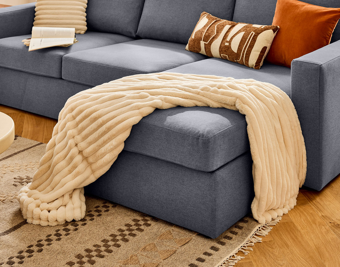 Canapé d'angle réversible 4 places avec têtières amovible en tissu Barrie Canapé d'angle réversible 4 places avec têtières amovible en tissu Barrie
