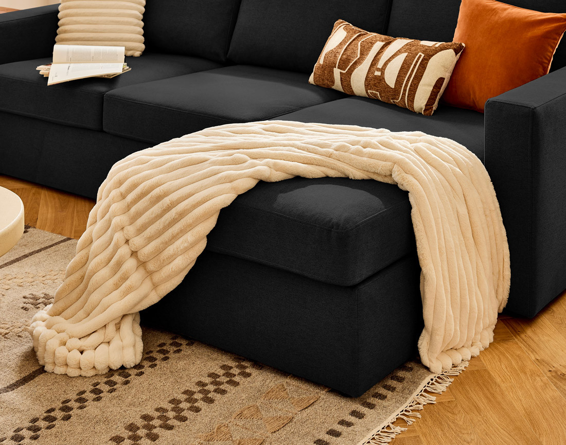 Canapé d'angle réversible 4 places avec têtières amovible en tissu Barrie Canapé d'angle réversible 4 places avec têtières amovible en tissu Barrie