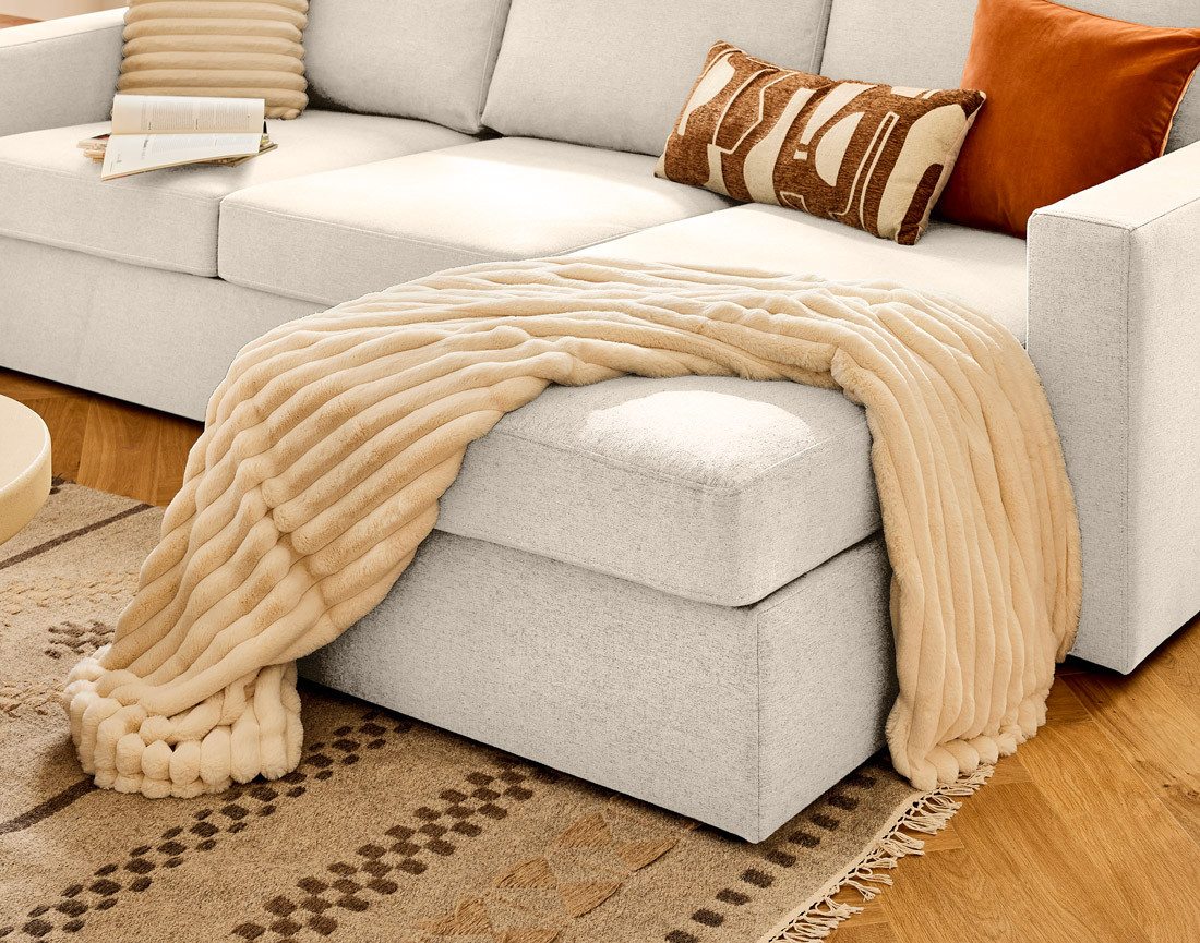 Canapé d'angle réversible 4 places avec têtières amovible en tissu Barrie Canapé d'angle réversible 4 places avec têtières amovible en tissu Barrie