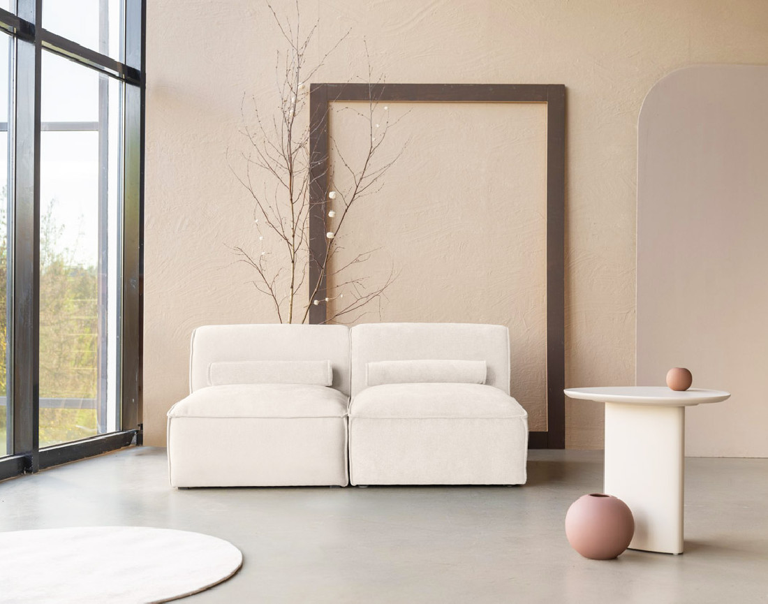 Canapé modulable 2 places en tissu texturé Felix