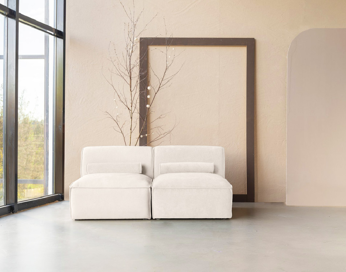 Canapé modulable 2 places en tissu texturé Felix