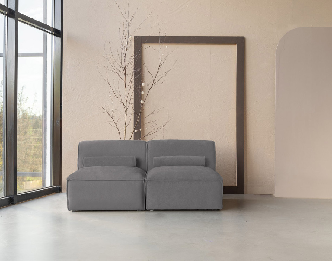 Canapé modulable 2 places en tissu texturé Felix