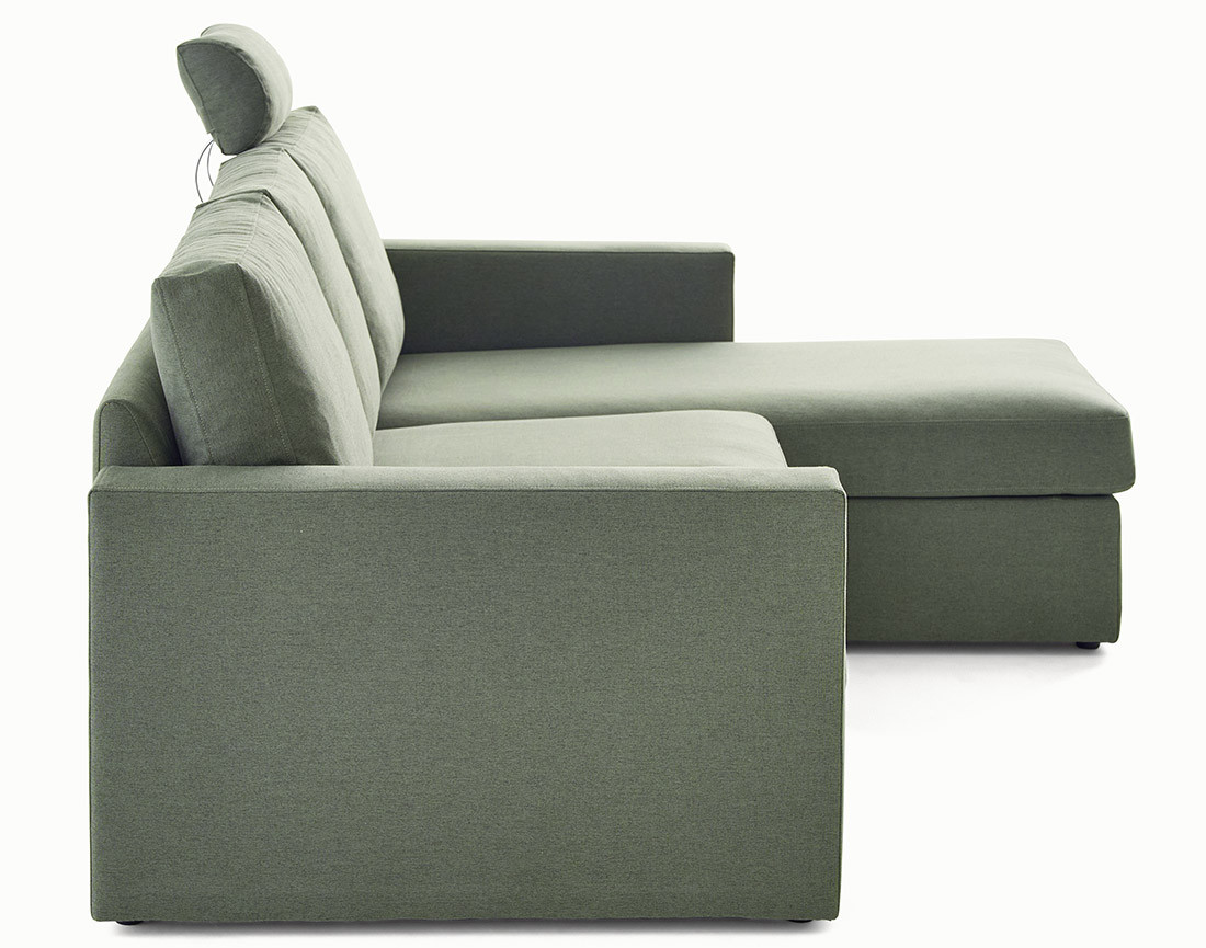 Canapé d'angle réversible 4 places avec têtières amovible en tissu Barrie