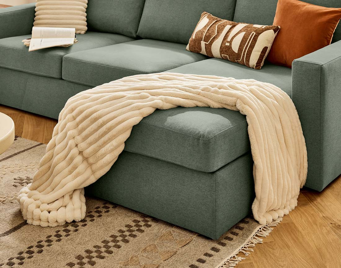 Canapé d'angle réversible 4 places avec têtières amovible en tissu Barrie