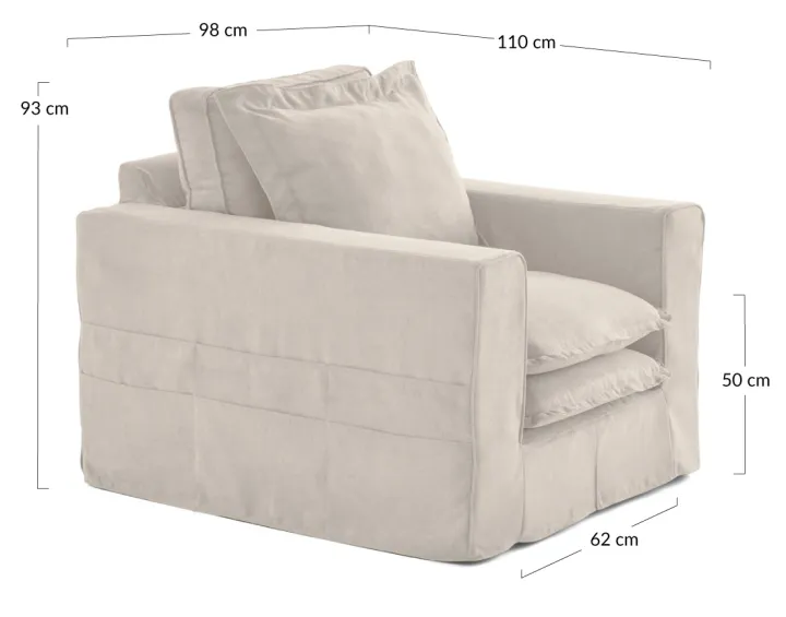 Fauteuil déhoussable avec poches en tissu Rico