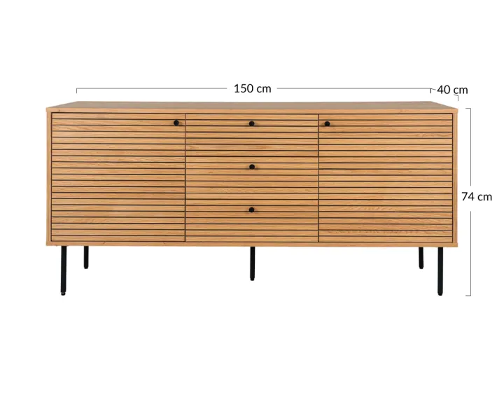 Buffet bas en chêne 150 cm Tolga