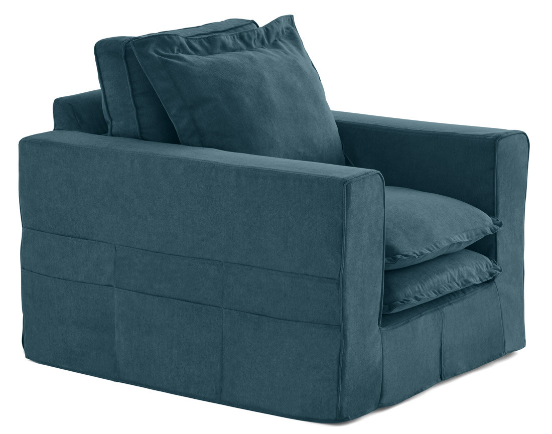 Fauteuil déhoussable avec poches en tissu Rico