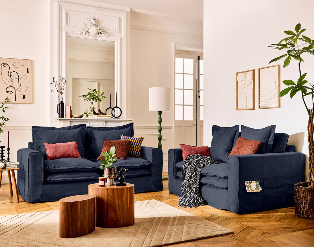 Housse en tissu pour canapé 3 places Rico