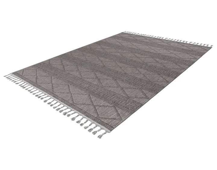 Tapis rectangulaire motif géométrique gris Elma