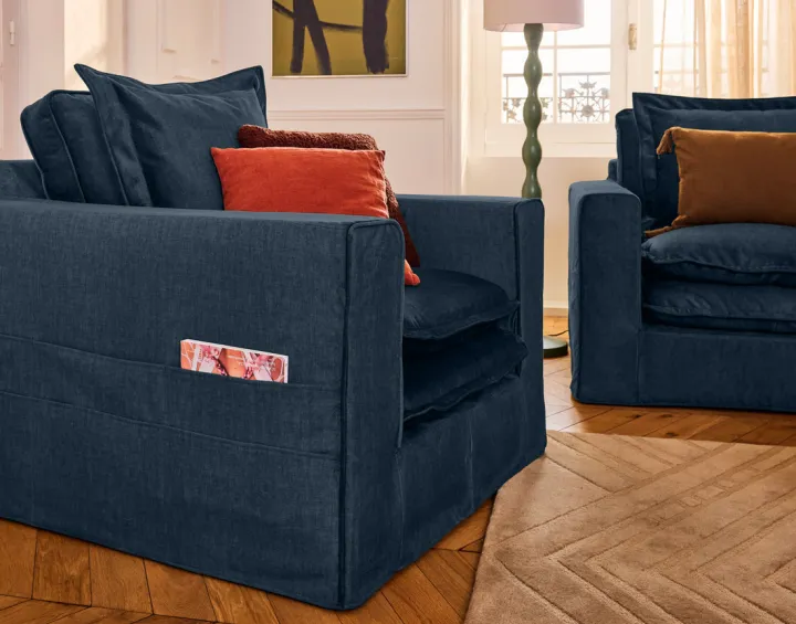 Housse en velours pour fauteuil Rico