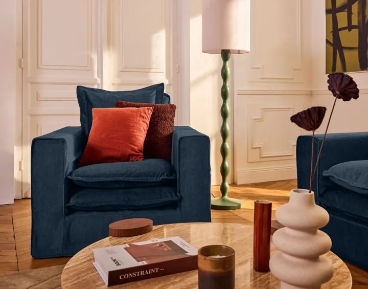 Housse en velours pour fauteuil Rico