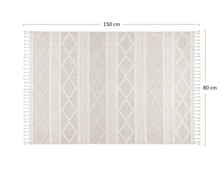 Tapis rectangulaire motif géométrique beige et blanc Elma