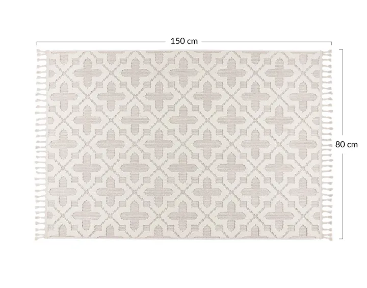 Tapis rectangulaire motif graphique beige et blanc Elma