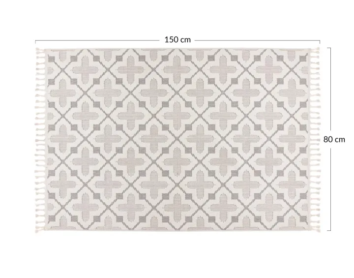 Tapis rectangulaire motif graphique taupe et blanc Elma