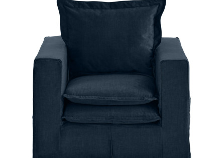 Fauteuil déhoussable avec poches en velours Rico