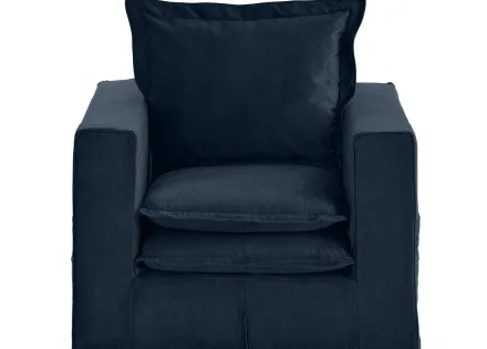 Fauteuil déhoussable avec poches en velours Rico