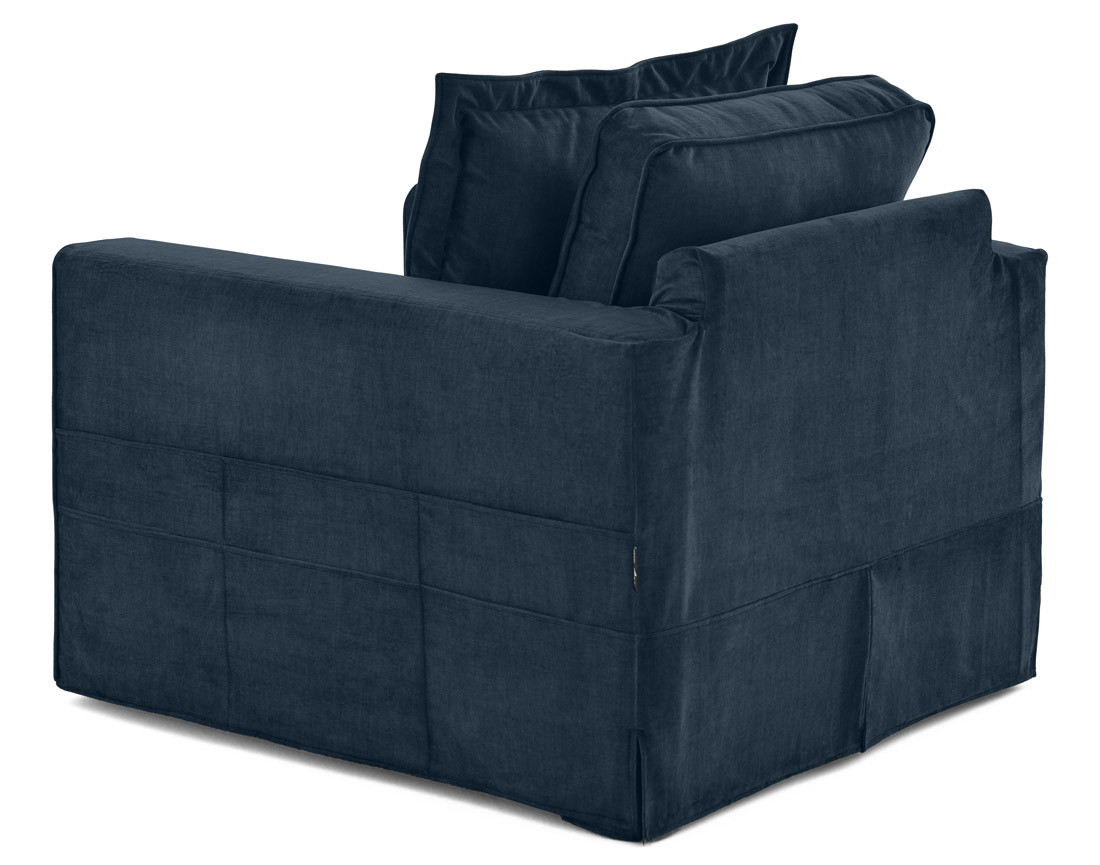 Fauteuil déhoussable avec poches en velours Rico
