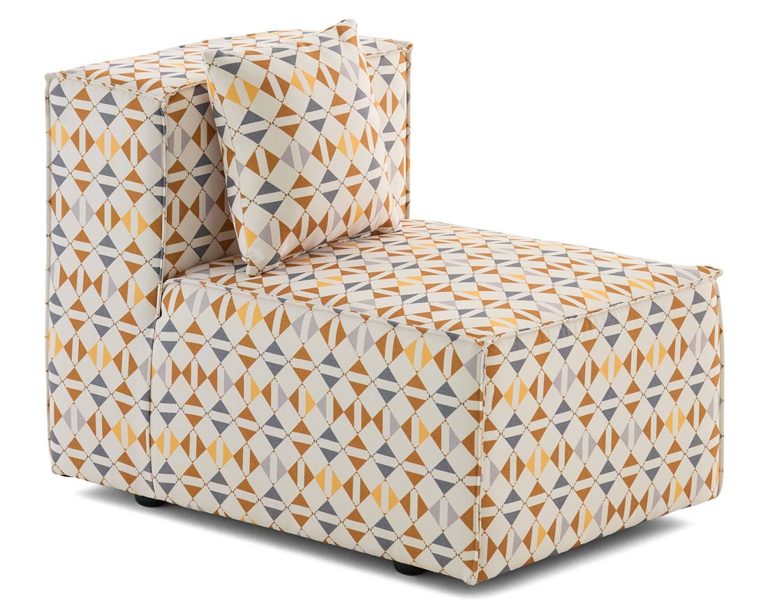 Module d'assise sans accoudoirs motif graphique en tissu Arty