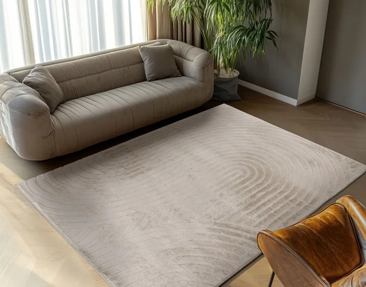 Tapis rectangulaire motif abstrait taupe Lovely