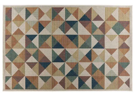 Tapis rectangulaire motif géométrique intérieur et extérieur multicolore Noumea