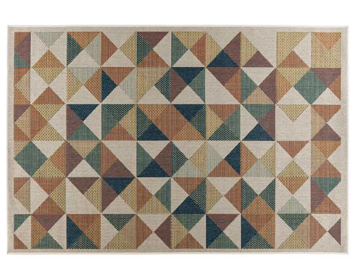 Tapis rectangulaire motif géométrique intérieur et extérieur multicolore Noumea