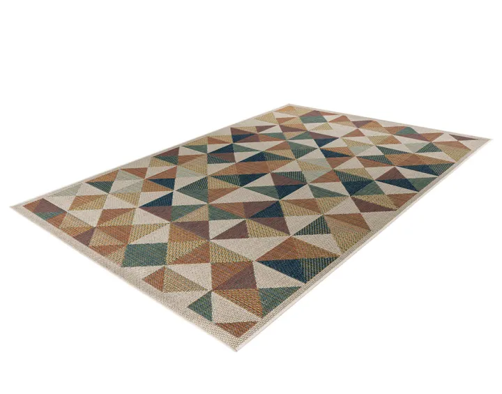 Tapis rectangulaire motif géométrique intérieur et extérieur multicolore Noumea