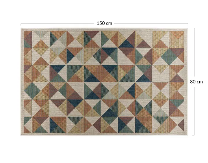 Tapis rectangulaire motif géométrique intérieur et extérieur multicolore Noumea