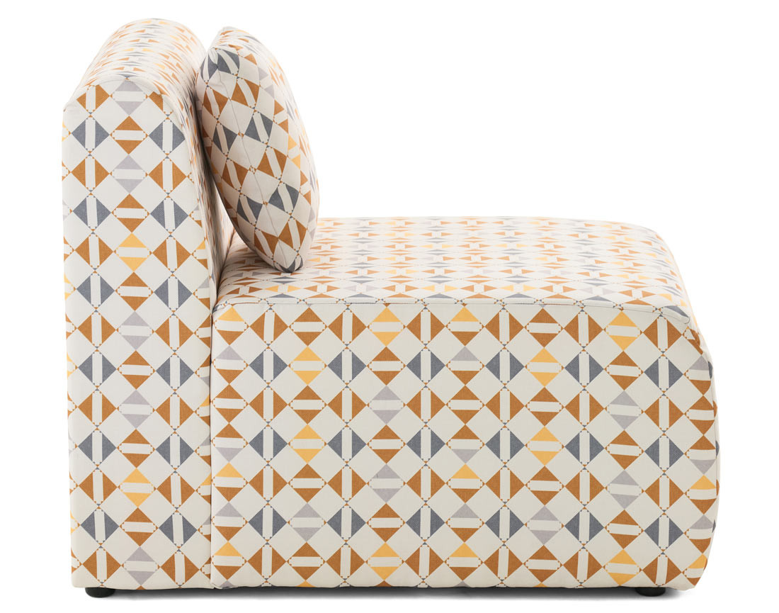 Module d'assise sans accoudoirs motif graphique en tissu Ikare