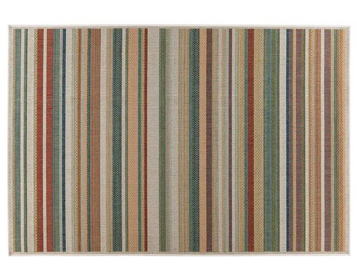 Tapis rectangulaire motif rayure intérieur et extérieur multicolore Noumea