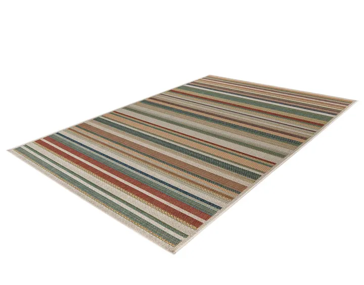 Tapis rectangulaire motif rayure intérieur et extérieur multicolore Noumea